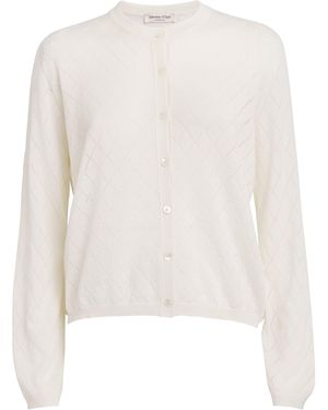 Johnstons of Elgin Superfine Merino Wool Argyle Cardigan - White