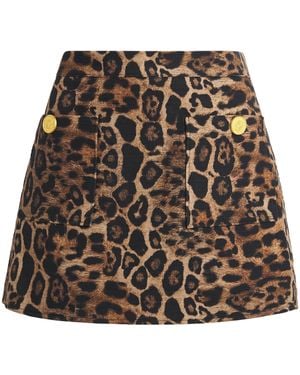 L'Agence Cotton Leopard Cyra Mini Skirt - Brown