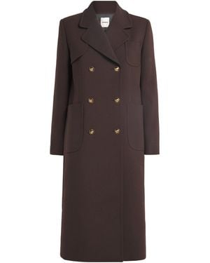 Sandro Virgin Wool-Blend Double-Breasted Overcoat - Brown