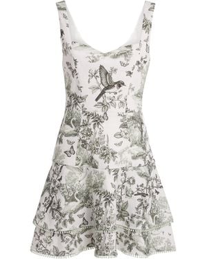 Alice + Olivia Linen-Blend Miriam Mini Dress - White