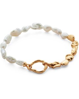 Monica Vinader X Amy Powney Vermeil And Pearl Keshi Bracelet - Natural