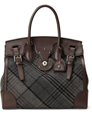 Ralph Lauren Wool-Leather Soft Ricky 33 Top-Handle Bag - Black