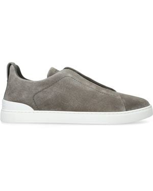 ZEGNA Suede Triple Stitch Trainers - Grey