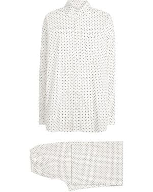 Skims Cotton-Blend Polka-Dot Long-Sleeve Pyjama Set - White