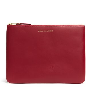 Comme des Garçons Large Leather Zipped Pouch - Red