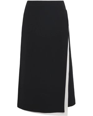 Lafayette 148 New York Asymmetric A-Line Midi Skirt - Black