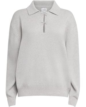 Barrie Cashmere Sparkling-Bow Polo Sweater - Grey