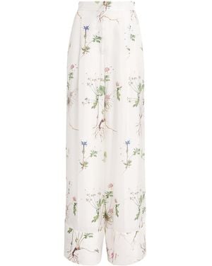 Erdem Silk Wide-Leg Trousers - White