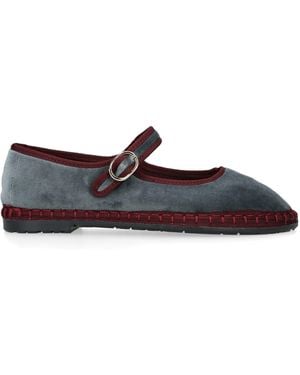 Flabelus Velvet Georgina Mary Janes - Grey