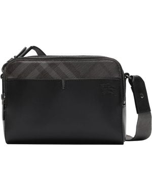 Burberry Leather Check Pop Cross-Body Bag - Black