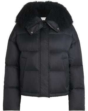 Yves Salomon Waterproof Fur-Trim Down Jacket - Black