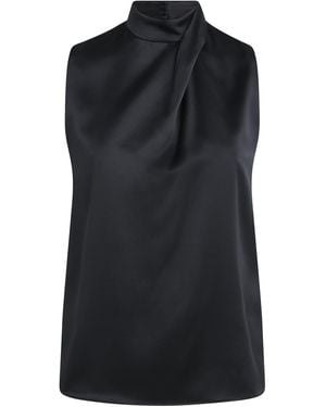Eleventy Silk High-Neck Top - Black