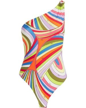 PUCCI One-Shoulder Printed Swimsuit - White