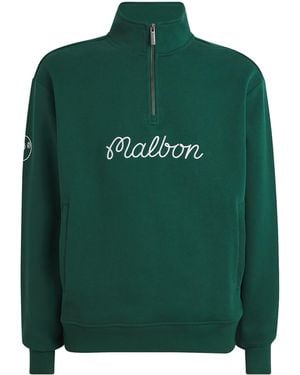 Malbon Cotton Collegiate Quarter-Zip Sweatshirt - Green