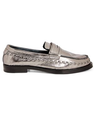 AllSaints Leather Metallic Sofie Loafers - White