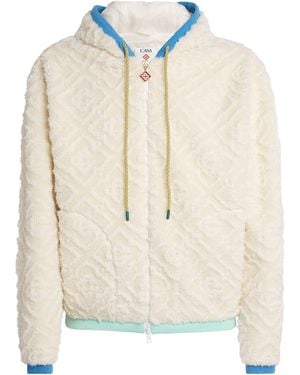 CASABLANCA Monogram Jacquard Oversized Fleece Jacket - White