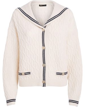 Maje Wool Cable-Knit Boat-Neck Cardigan - Natural