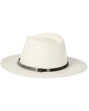 Brunello Cucinelli Straw Monili-Rope Trilby Hat - White