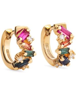 Suzanne Kalan Diamond And Sapphire Frenzy Huggie Earrings - Metallic