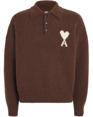 Ami Paris Ami De Coeur Polo Sweater - Brown