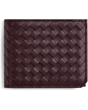 Bottega Veneta Leather Intrecciato Piccolo Bifold Wallet - Purple