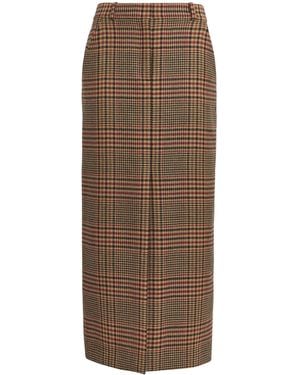 Veronica Beard Plaid Maxine Midi Skirt - Brown