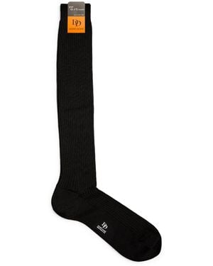 Doré Doré Long Cotton Rib-Knit Socks - Black