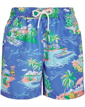 Polo Ralph Lauren Printed Traveller Swim Shorts - Blue