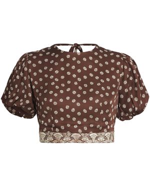 Claudie Pierlot Printed Cropped Blouse - Brown
