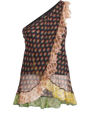 Etro Silk Paisley One-Shoulder Blouse - Brown