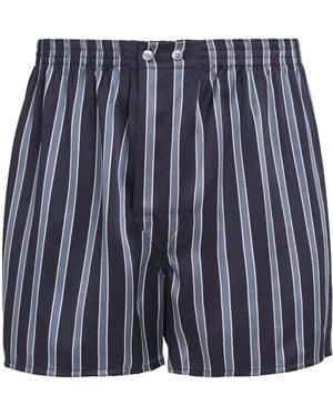 Derek Rose Silk Stripe Traditional Boxer Shorts - Blue
