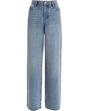 Maje Rhinestone Wide-Leg Jeans - Blue