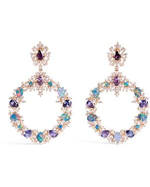 Suzanne Kalan Diamond, Sapphire And Opal One Of A Kind Drop Earrings - Metallic