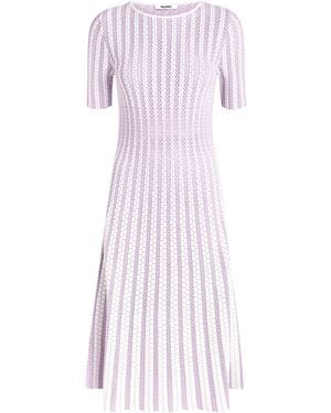 Valentino Openwork Knit Margherita Midi Dress - Purple