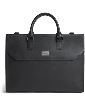 Emporio Armani Leather Logo Briefcase - Black