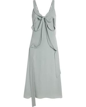 Acne Studios Silk Bow-Appliqué Midi Dress - Grey