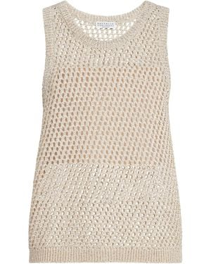 Brunello Cucinelli Dazzling Open-Knit Top - Natural