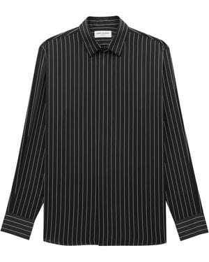 Saint Laurent Silk Pinstripe Shirt - Black