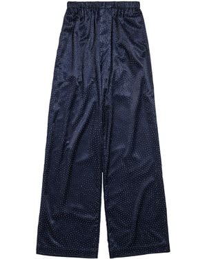 Balenciaga Embellished Wide-Leg Trousers - Blue