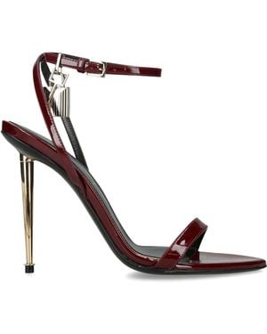 Tom Ford Patent Leather Padlock Sandals 105 - Red