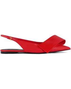 Givenchy Leather Twisted Ribbon Slingback Ballet Flats - Red