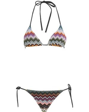 Missoni Zigzag Triangle Bikini - White