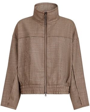 Brunello Cucinelli Virgin Wool-Blend Houndstooth Jacket - Brown