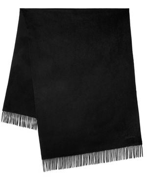 Mulberry Merino Wool Fringed Scarf - Black