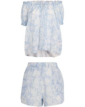 Desmond & Dempsey Fig Print Alma Pyjama Set - Blue