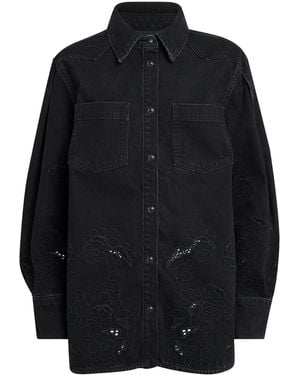 Ganni Broderie Anglaise Denim Jacket - Black