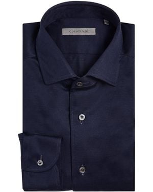 Corneliani Cotton Twill Long-Sleeve Shirt - Blue