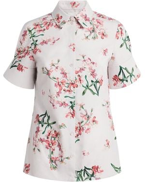 Erdem Cotton Floral Short-Sleeve Shirt - White