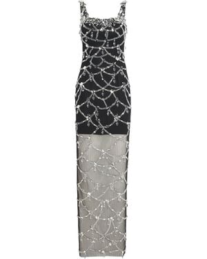 Pamella Roland Sheer-Tulle Crystal Gown - Black