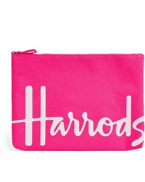 Harrods Large Cotton Logo Pouch - Pink